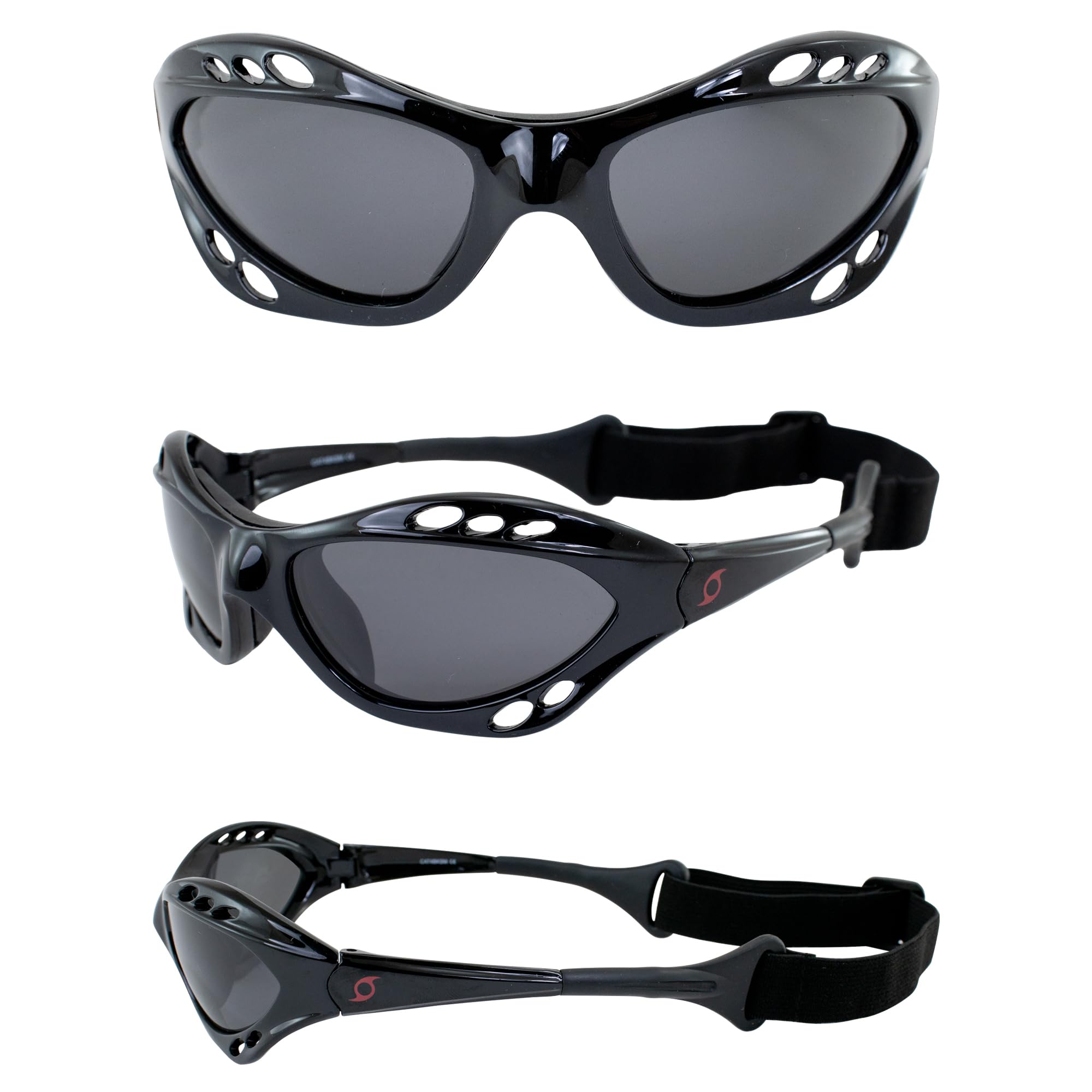 Hurricane Eyewear Categoria 4 polarizzati Jet Ski Galleggianti Occhiali Nero Imbottito con Rivestimento Antiappannamento