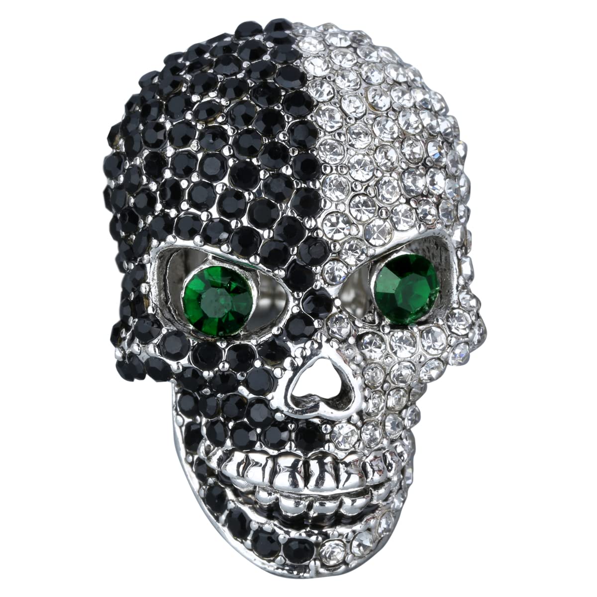 SzxcSzxc Women's Skull Pin Brooch, Moving Jaw, Sparkling Crystals, 1 1/2 inch, Women Biker Jewelry, Halloween costume Accessories