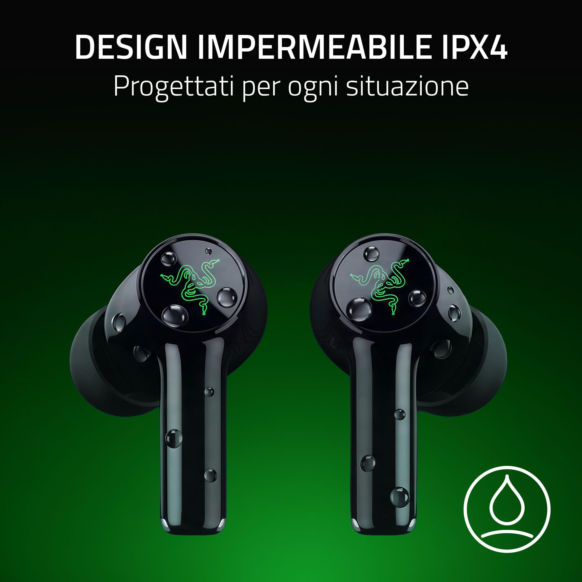Razer Hammerhead V3 X HyperSpeed Xbox - Auricolari wireless da gaming multipiattaforma - HyperSpeed Wireless e Bluetooth - 40 ore - Resistenti all'acqua IPX4 - THX Spatial Audio | Nero