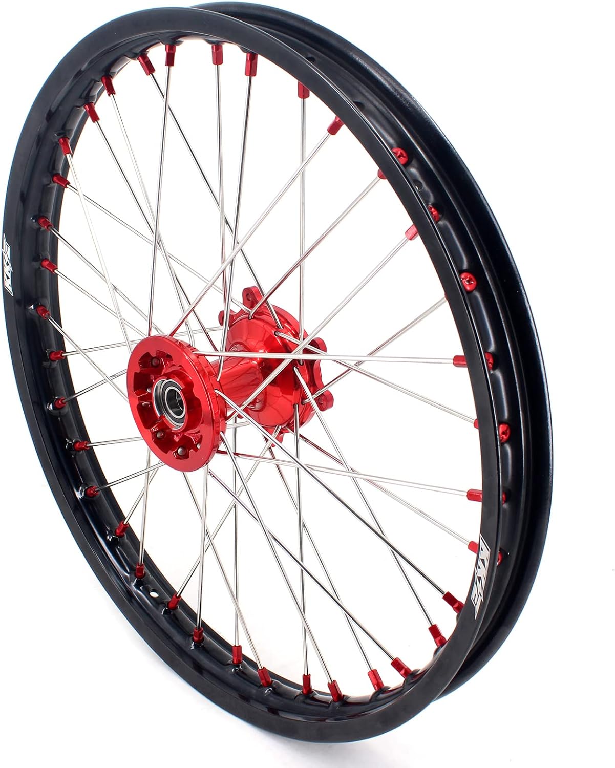 KKE 21-18 Cast Red Hub Wheels Rims Compatible with HONDA CRF250R 2014-2024, CRF450R 2013-2024 Red Nipple Dirt Bike