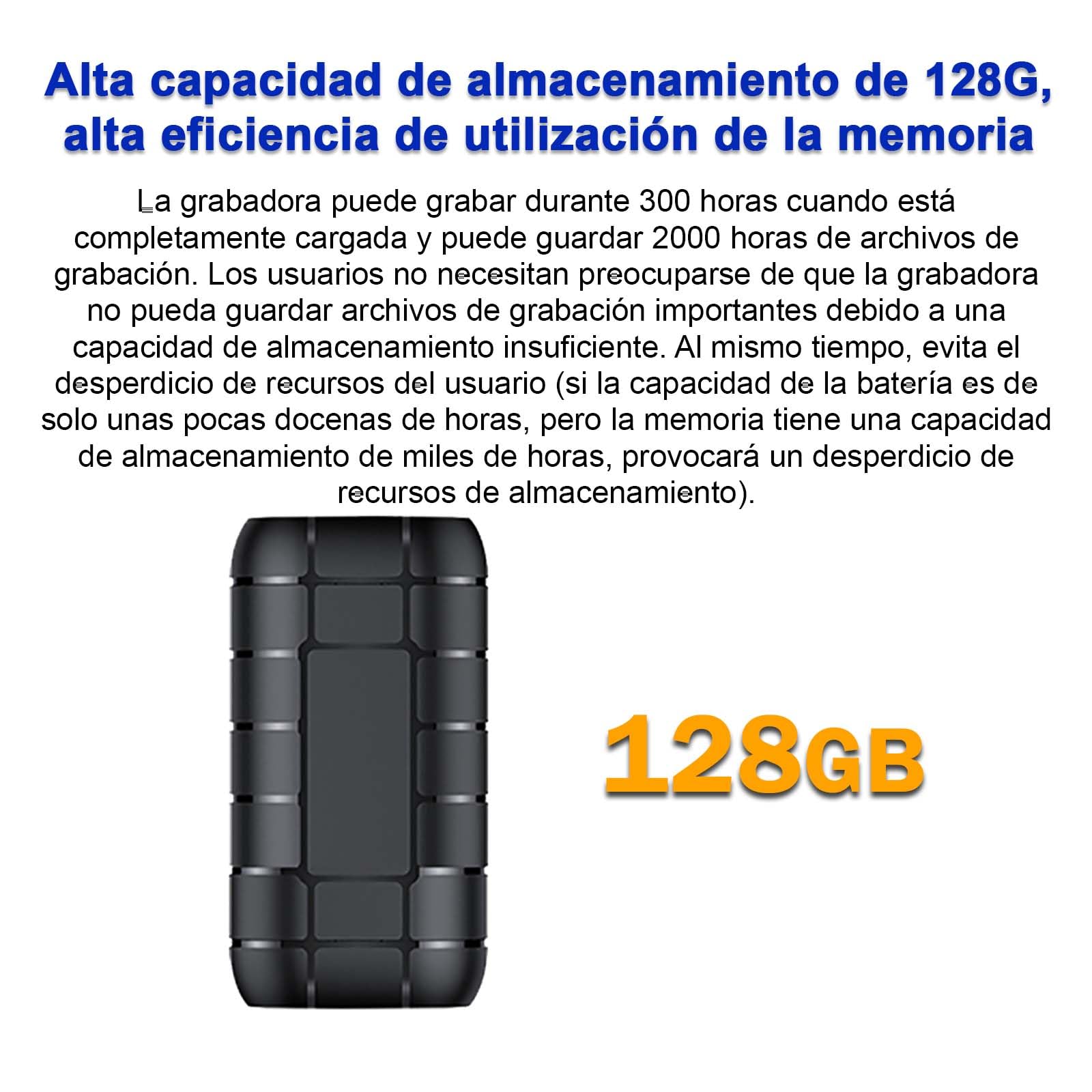 Batería de 12 días de duración, Grabadora magnética activada por Voz de 128 G, Capacidad de grabación de 2000 Horas, Grabadora de Audio Digital, pequeños Dispositivos de grabación, STTWUNAKE