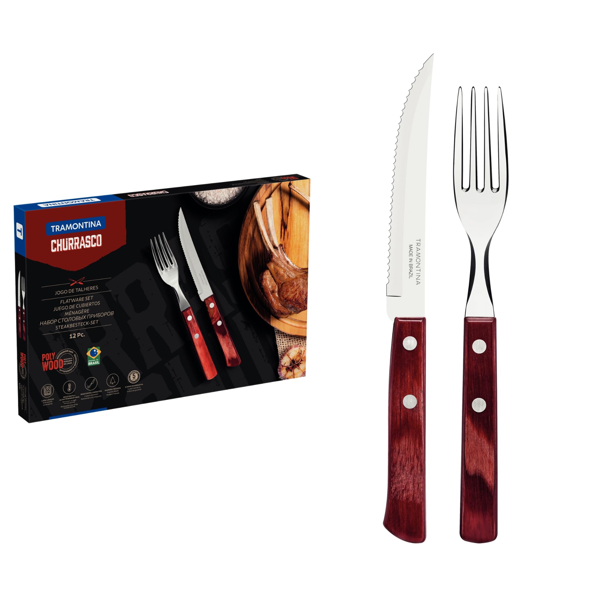 12-Pieces Barbecue Set 6 Knives 6 Forks