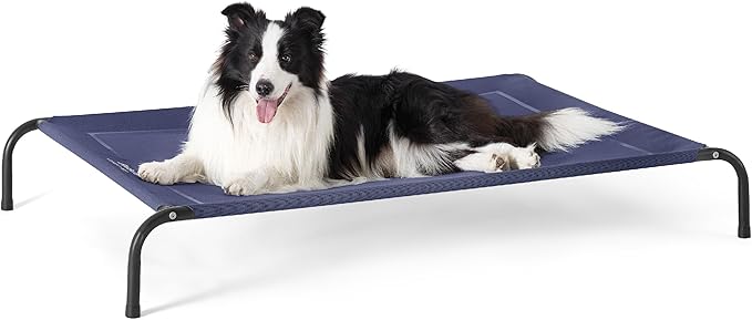 Bedsure Outdoor Elevated XL Dog Bed, Portable Indoor & Outdoor Cooling Raised Cot Pet Hammock Bed with Skid-Resistant Feet, Frame with Breathable Mesh, Black, 54 inches