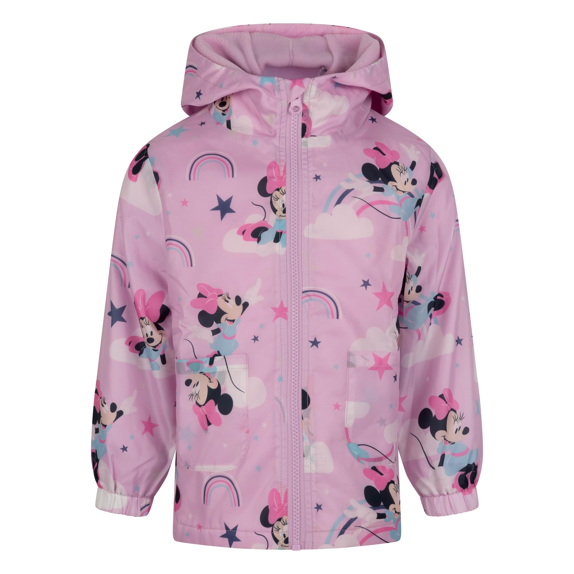 Disney Minnie Mouse Raincoat With Hood, Insulated Fleece Lined Jacket, 12-18 Months: 86Cm, Pink