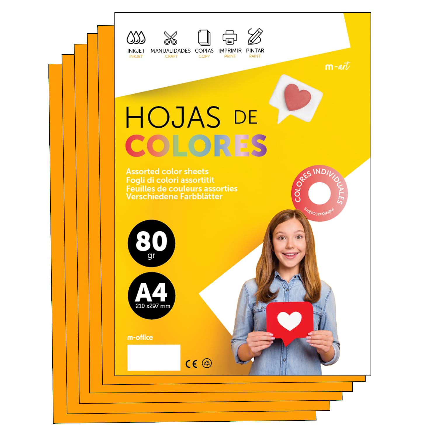 Colourful Paper A4 80 g for Printers & Crafts, Coloured Sheets for Children, Creative Projects, Cards & School m-Office (100 Sheets, Light Orange) โ image 1