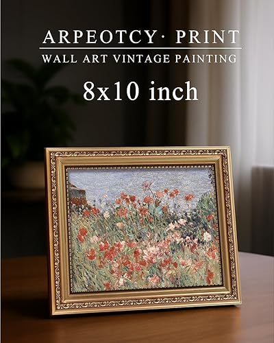 Miniatura 3 de ARPEOTCY Arte de Pared Vintage con Marco Dorado, Paisaje Retro de Jardines y Cielo, 20x25 cm Pequeños Cuadros en Lienzo con Marco Antiguo, Pinturas
