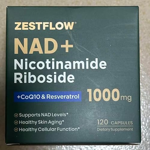 Miniatura 7 de Suplemento NAD, NAD+ nicotinamida ribósido resveratrol 1000 mg, suplemento liposomal de NAD para mujeres y hombres, NAD Plus con CoQ10 para energía