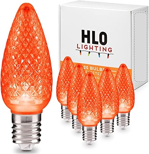 Juego de 25 bombillas LED de Navidad facetadas naranja C9 para uso en interiores y exteriores  Bombillas de repuesto duraderas