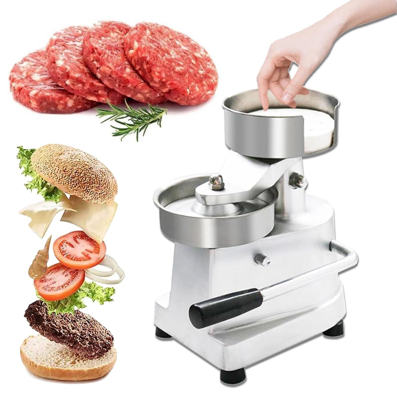 DFEDHF Commercial Burger Patty Maker 4inch 5inch 6inch,Manual Burger Press Machine, Grill Burger Press Tool for Large Stuffed Burgers, 4 Inch