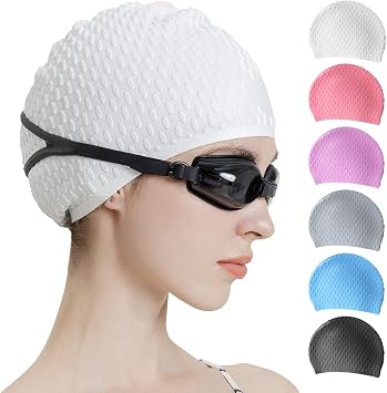 Tripsky Silicone Swim Cap,Comfortable Bathing Cap Ideal for Curly Short Medium Long Hair, Swimming Cap for Women and Men, Shower Caps Keep Hairstyle Unchanged...