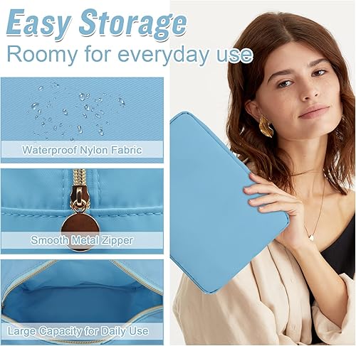 Miniatura 3 de izuzta Bolsa de maquillaje de nylon organizador lindo viaje Preppy bolsa de monedas cosmética, Azul