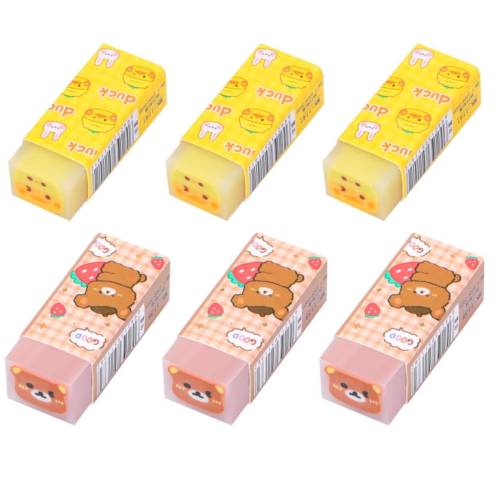 Erasers Cute Eraser 6PCS Cube Rubber Eraser Animal Fun Pencil Erasers for Student Drawing Writing School Supplies