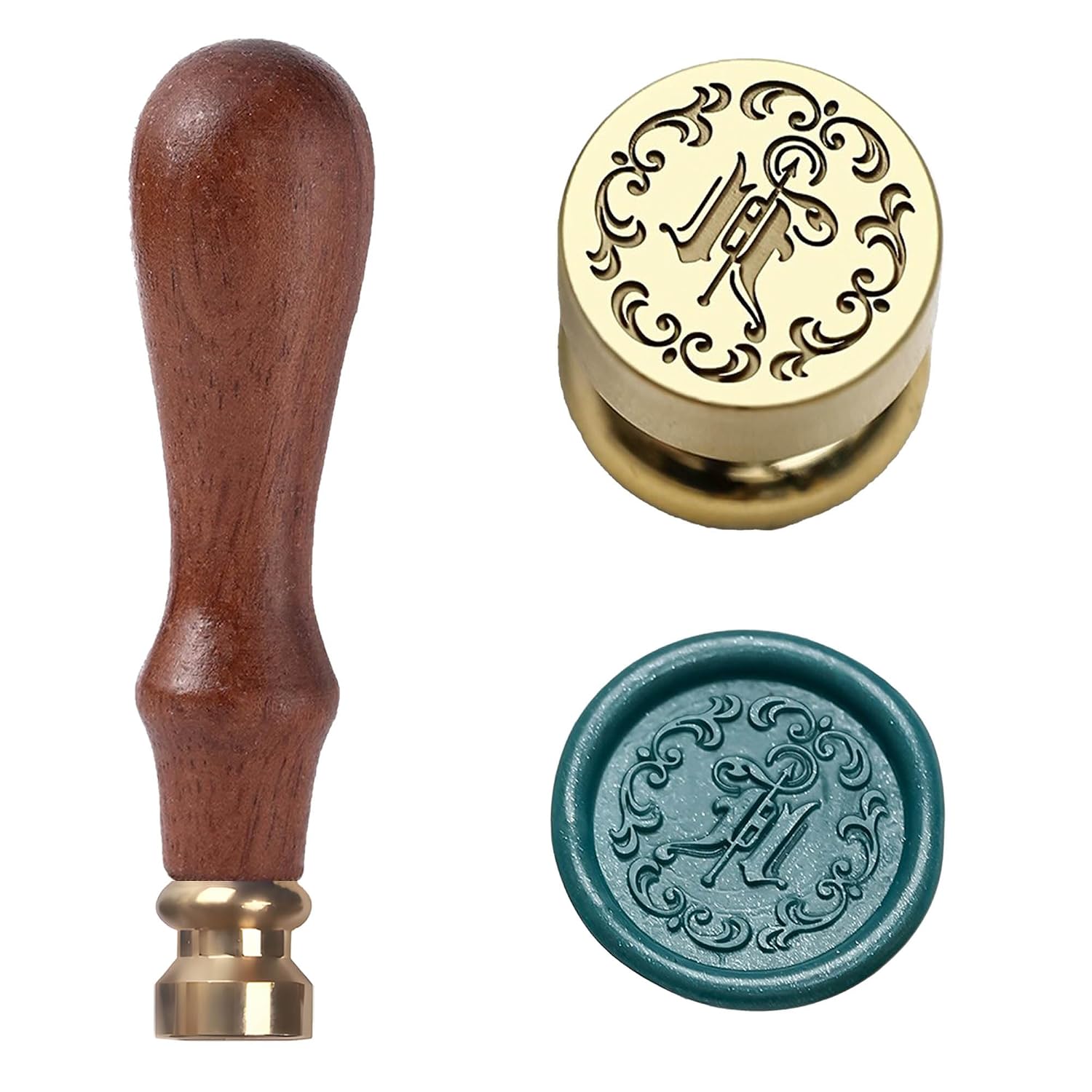 Mini Gothic Alphabet Wax Seal Stamp, Gothic Letter Sealing Wax Stamp, 15mm Brass Initial Seal for Invitation, Scrapbooking, Card Making (Letter H)