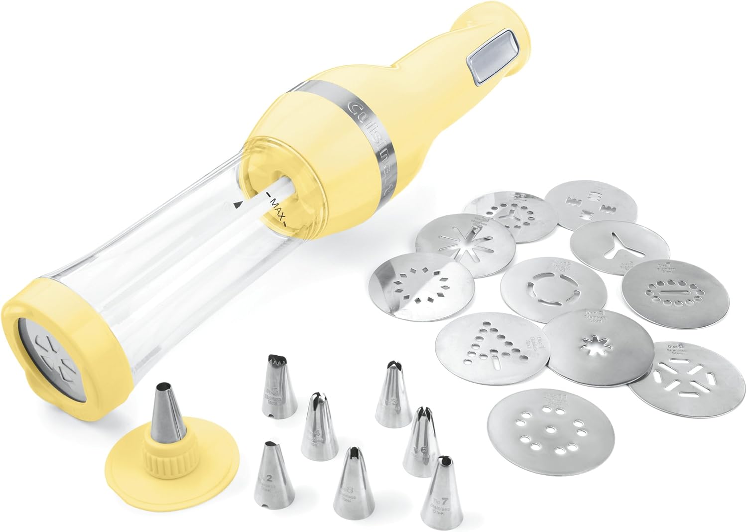 Factory Refurbished Cuisinart CCP-10PK Electric Cookie Press with 12 Discs and 8 Decorating Tips, Yellow