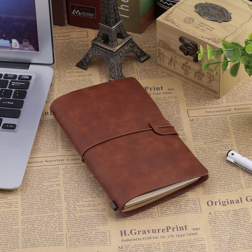EDDGE Cuaderno de Cuero Grueso Vintage, Diario en Blanco, Diarios de Papel Retro, Agenda, planificador, Bloc de Notas, papelería, Suministros de Regalo