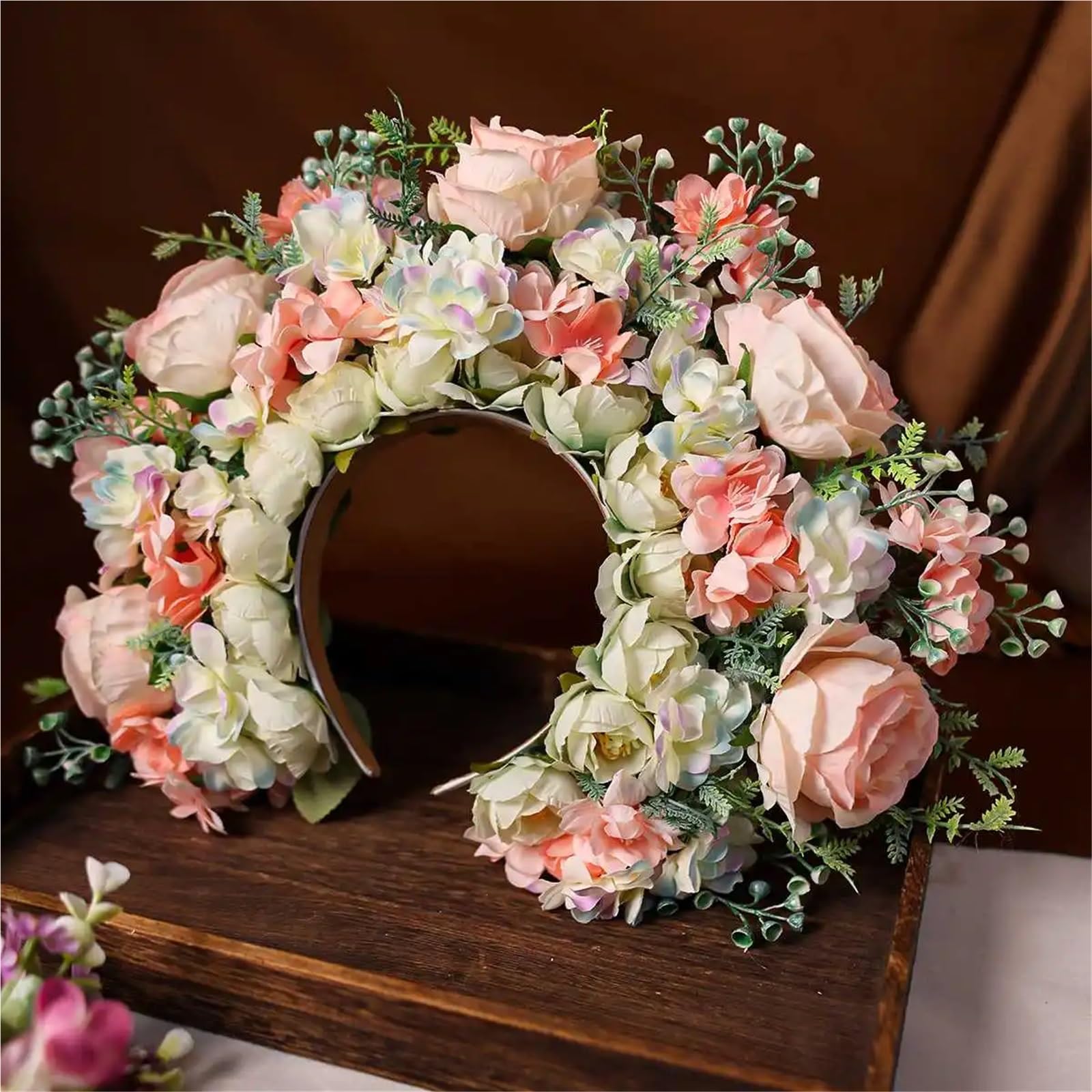 Women Head-Dress Colorful Flower Headband Hair Wreath Wedding Party Costume Headpiece For Bridal Fashion Accessory(14)