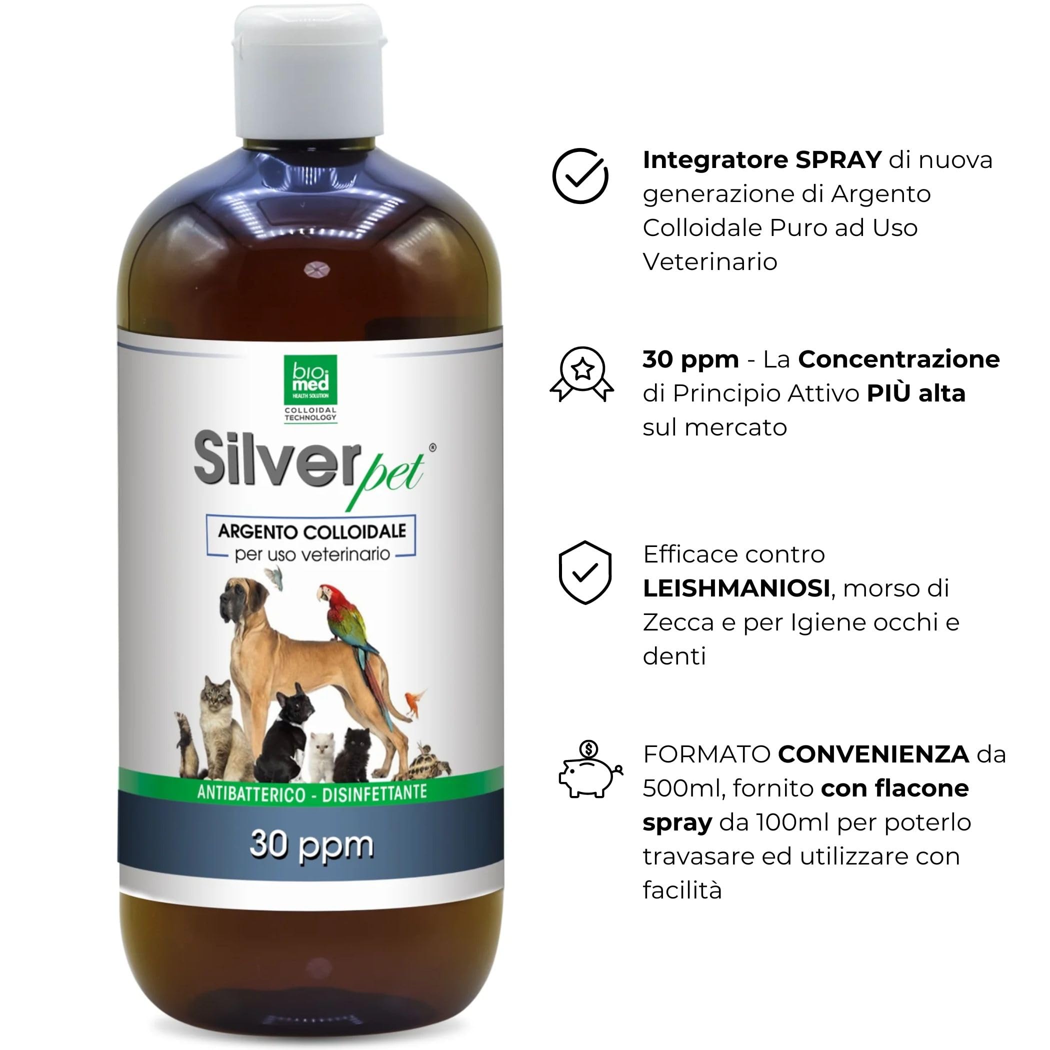 Biomed Silver Pet Argento Colloidale per Uso Veterinario 500 ml