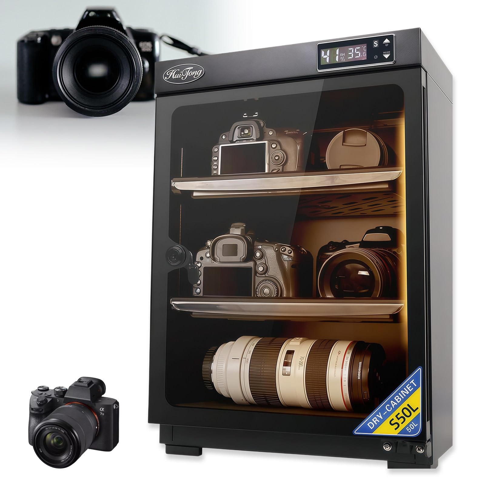 Armoire Sèche Photo À Déshumidification Automatique avec Étagères Réglables