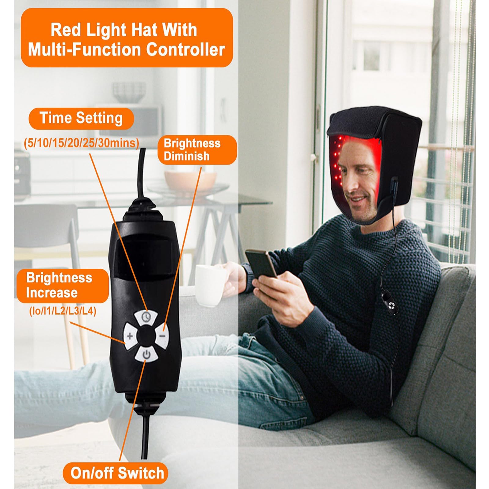 Casquette De Stimulation Capillaire Par Lumière Rouge Led, 215 Led, Casque De Croissance Capillaire 660nm/850nm, 5 Niveaux De Luminosité, Prévient La Chute Des Cheveux, Avec Fonction Minuterie