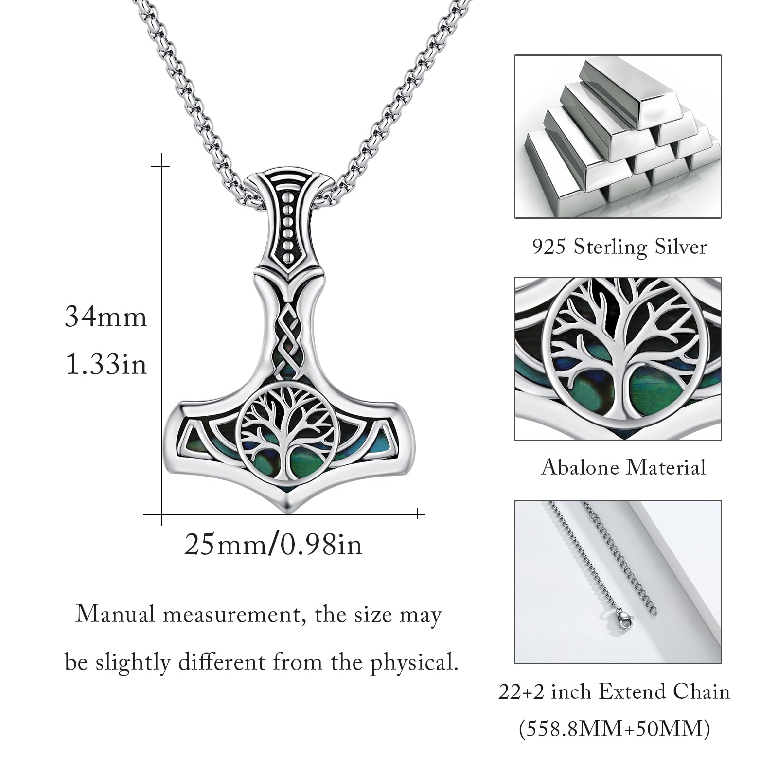 REDSUN Collana con ciondolo a forma di martello di Thor, a forma di freccia vichinga, in argento Sterling 925, con ciondolo a forma di croce vichinga, amuleto celtico, gioiello per uomo, figlio