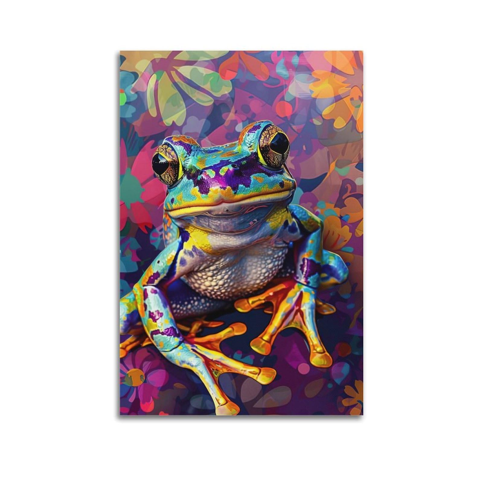 CXHJCA Animal Poster Colourful Frogs Poster Decorative Painting Canvas Wall Posters And Art Picture Print Modern Family Bedroom Decor Posters 20x30inch(50x75cm)