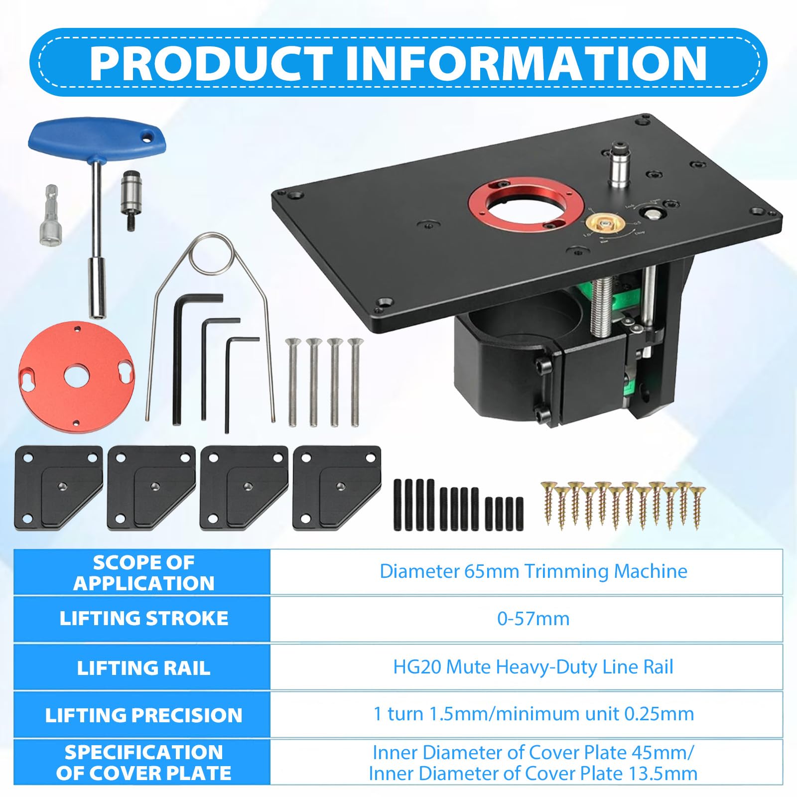 Piastra Inserto Banco Fresa Set, Piastra Di Inserimento Del Tavolo Del Router, Ascensore Router, Tavolo di Sollevamento, Router Lift Trimming Machine Invertito Tavolo, per La Lavorazione del Legno