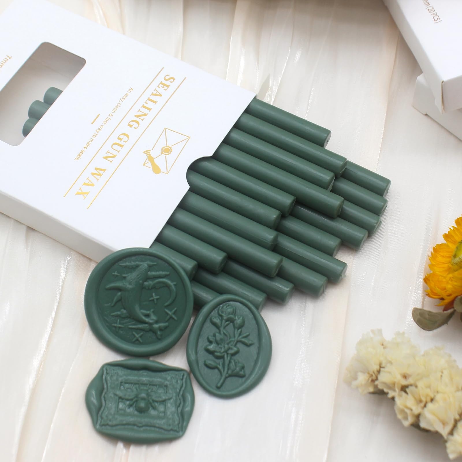 Varillas de sellado de cera verde oliva, 20 unidades, barras de sellado de cera para sello de cera, cera de sellado premium para sobre, sello de carta, boda, invación, manualidades, gran
