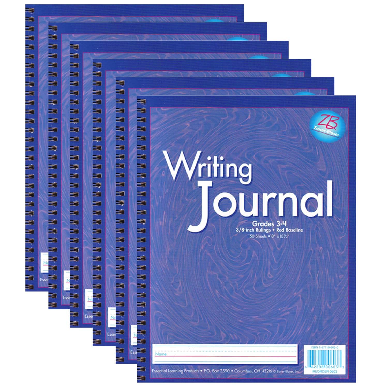 ZANER-BLOSER My Writing Journals, Grade 3-4, Purple, Pack of 6