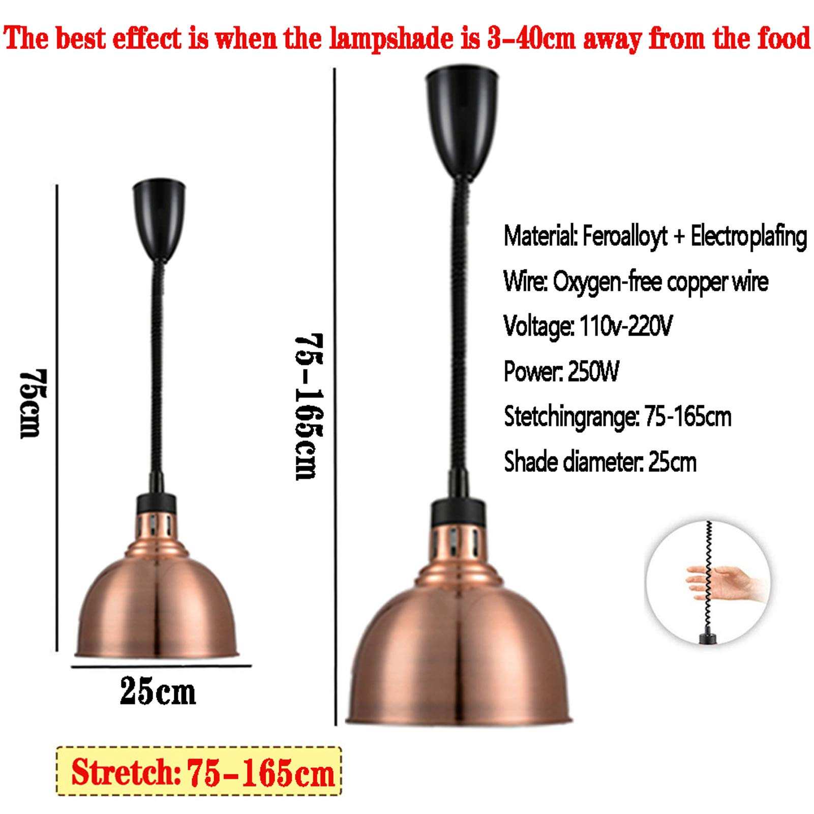 Lampada di Calore Alimentare Commerciale - Professional Food Warmer per la Cucina Domestica, Ristorante e Buffet, Mantiene l'umidità e Il Sapore del Cibo con Temperatura Regolabile