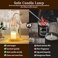 Vista 2 de Candle Warmer Lamp with Timer - Electric Candles Wax Warmers Glass Lamps for Jar Candles Burner Adjustable Height and Dimmable Light Modern No Flame