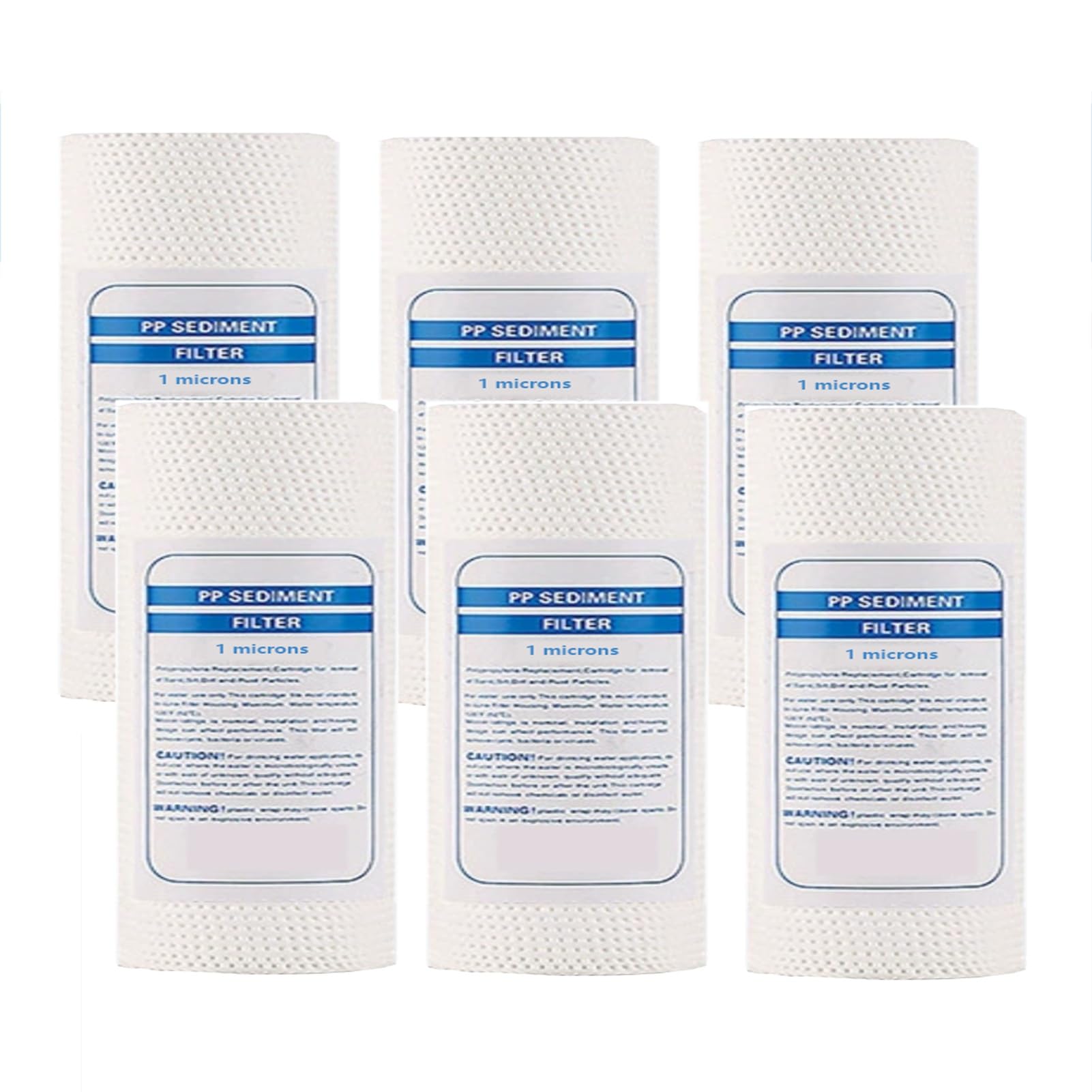 Zhuifenga One Color 5" X 2.5", Whole House Sediment Pre-Filters, 6Pcs Replacement Cartridge, For Sink Water Filter(1 Micron)
