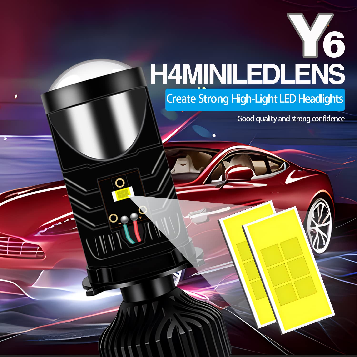 2Pcs H4 Bombillas LED para Faros Proyectores, 9-32V 16000LM 100W blanco frío alto brillo luz alta y baja LED bombilla de faro para coches y motos