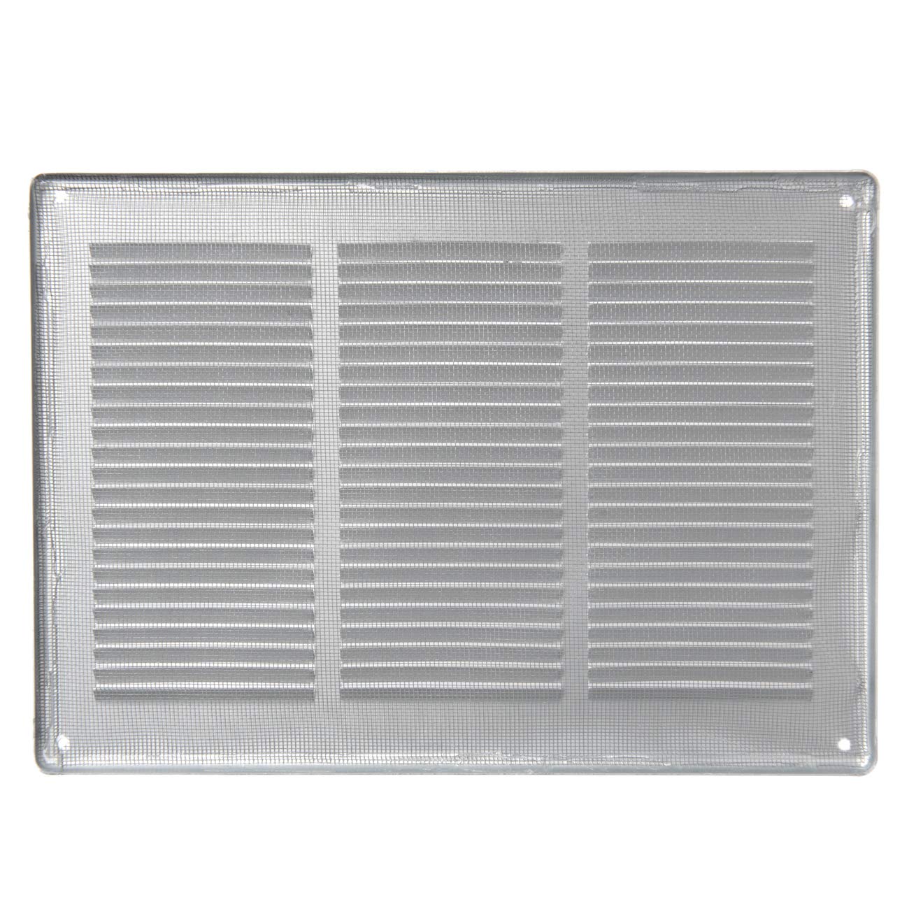 La Ventilazione GAL3424R Griglia di Ventilazione Rettangolare in Alluminio verniciato Argento, da Sovrapporre con rete antinsetti, dimensioni 340x240 mm