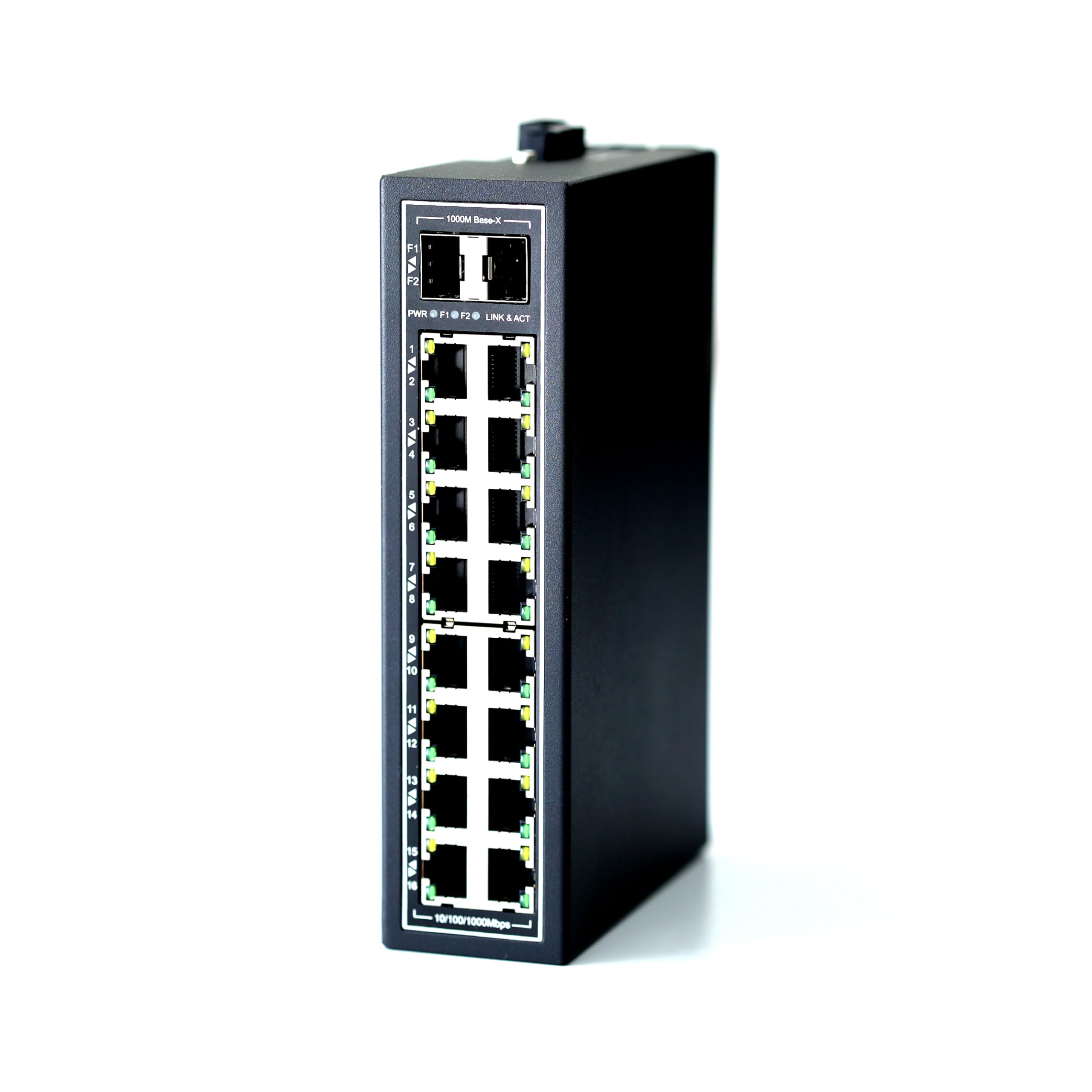 WDH-16GT2GF-DC 10/100/1000Mbps Switches Gigabit Industrial Ethernet de 18 Puertos no administrados con riel DIN/Montaje en Pared (sin Ventilador, -30 ℃ ~ 75 ℃)