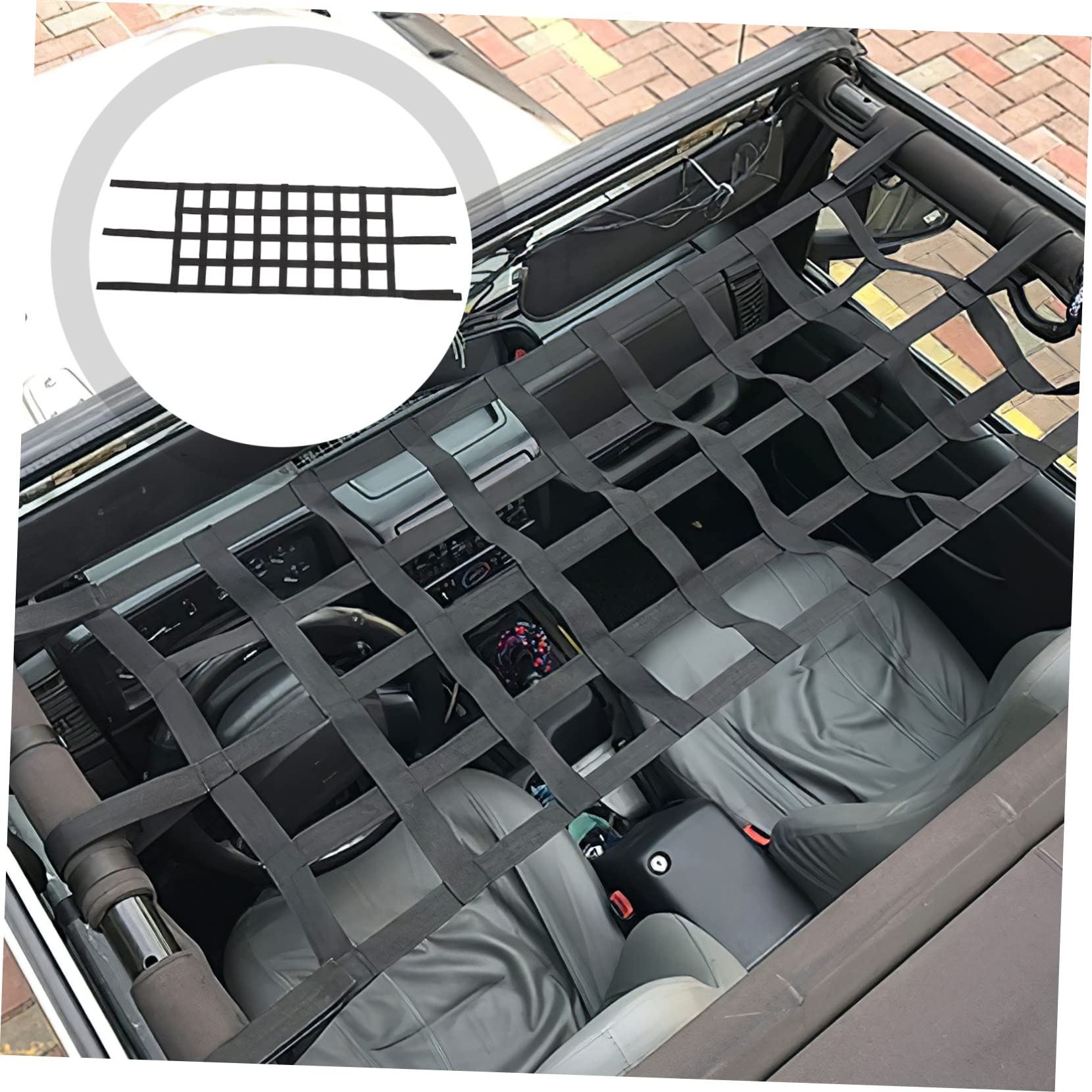 Rete Fermacarico per Auto Nera Intrecciato, Rete Stoccaggio Tetto Auto Senza Foratura, Resistente e Versatile per Campeggio e Bagagli