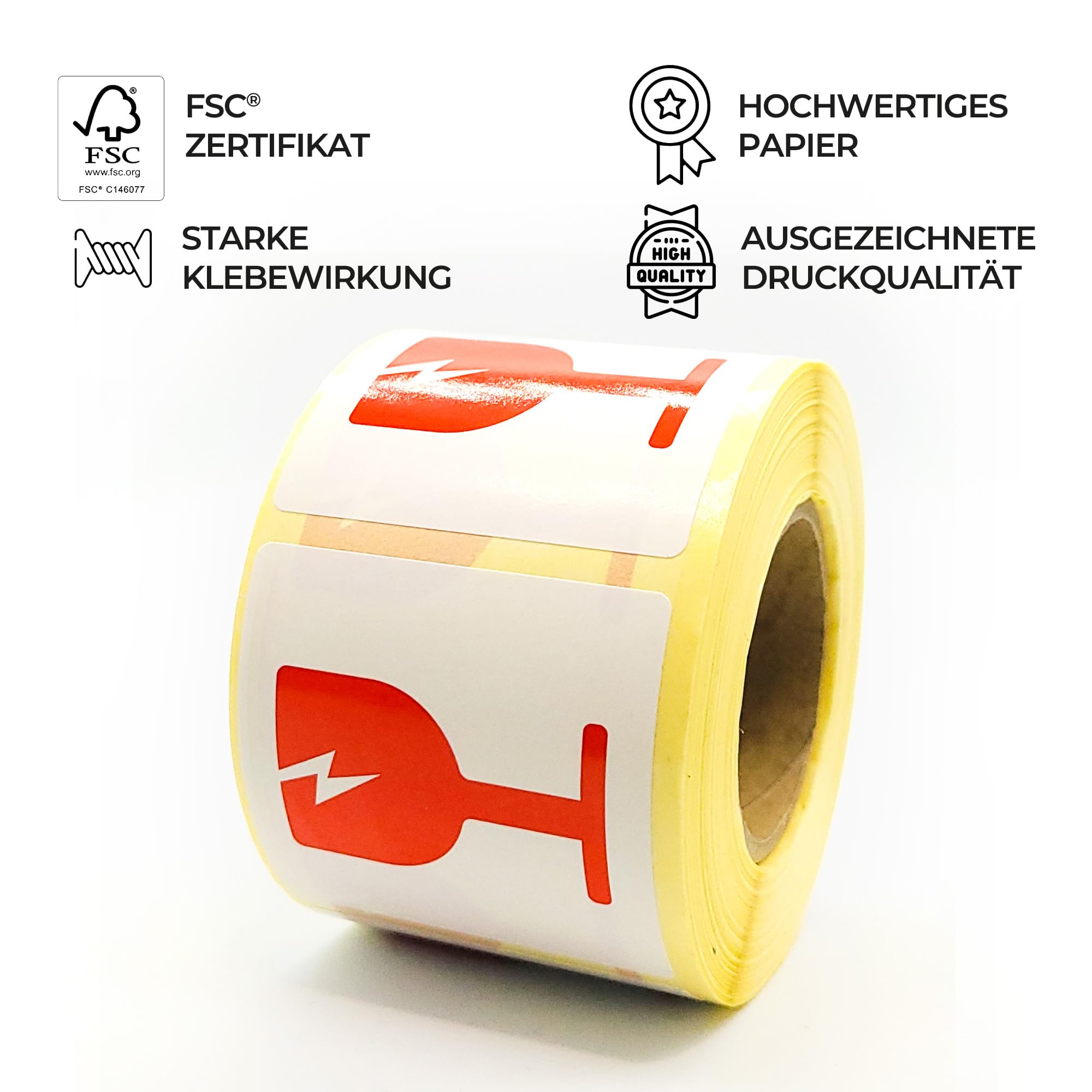 MD Labels Warning Labels on Roll 50 x 50 mm, 500, Caution Fragile, Handle with Care, Fragile Attention Shipping Stickers - Image 4