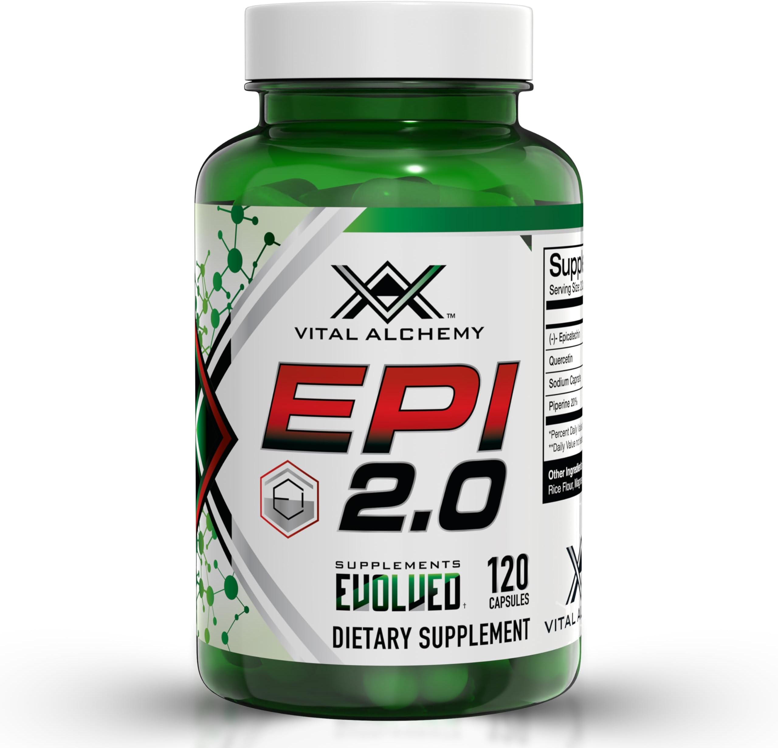 Vital Alchemy Supplements Epi 2.0 - Hard Lean Muscle Mass Gainer and Strength Booster from Alchemy|Epicatechin with quercetin and piperine for better mass gainer and joint support