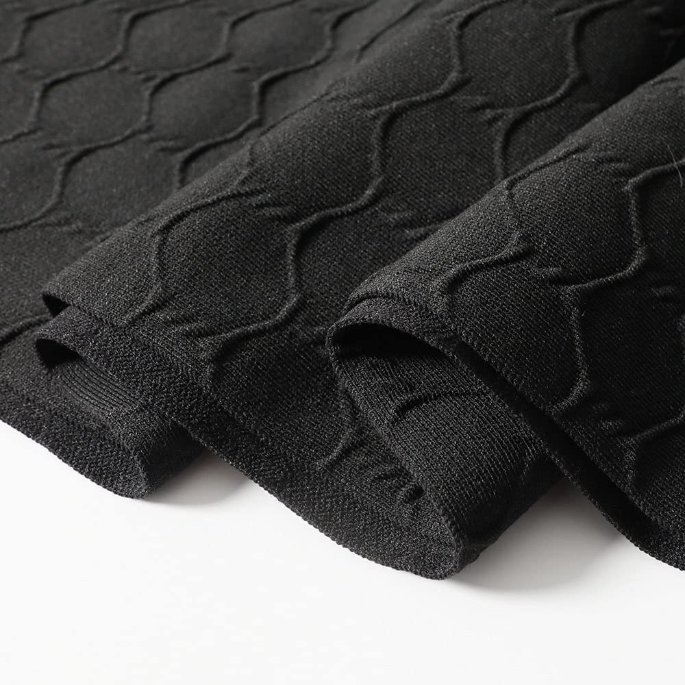 LUKX Damen Strickrock,Damen Minirock Schwarz Elastic High Waist Gestrickt Geometrie Jacquard Faltenrock Vintage A-Line Ruched Herbst Winter Kurzrock Für Mädchen Damen