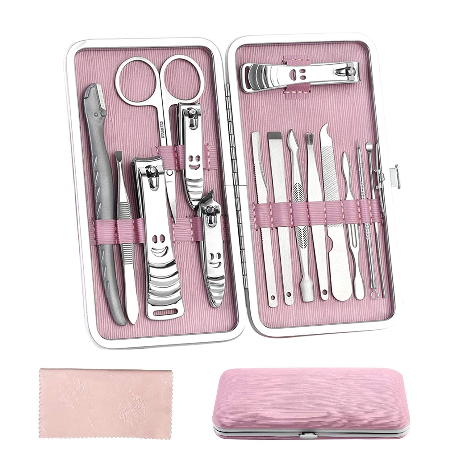 ORiTi Manicure Set Nail Clippers Set 15 in 1 Grooming Kit Stainless Steel Professional Pedicure SetPedicure Set Travel