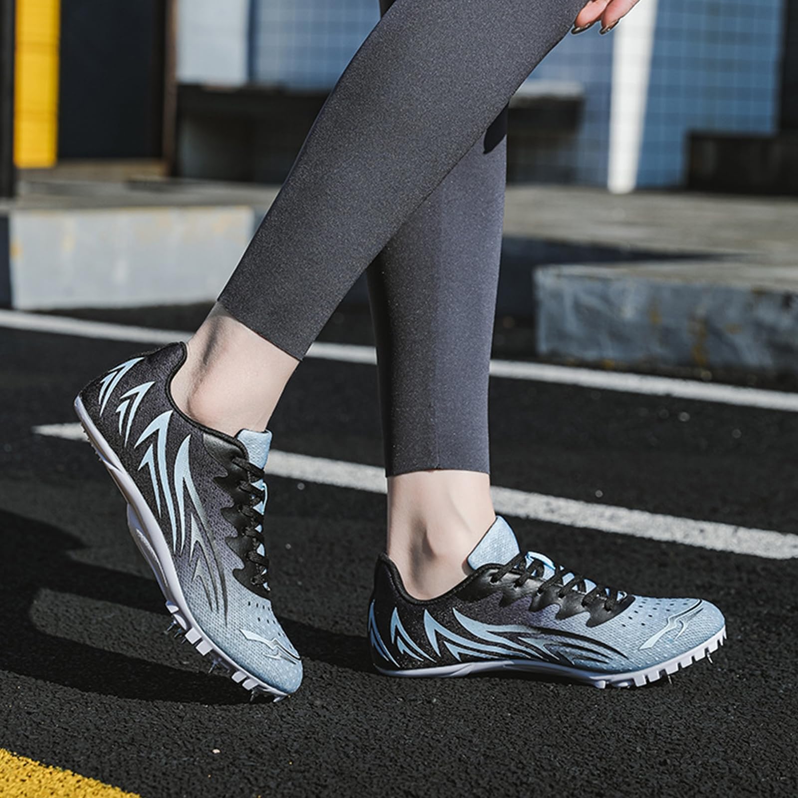 NGARY Zapatillas de Atletismo con 8 Clavos Hombre Zapatillas De Pista Y Campo Resistente Al Desgaste Antideslizantes para Sprint Running