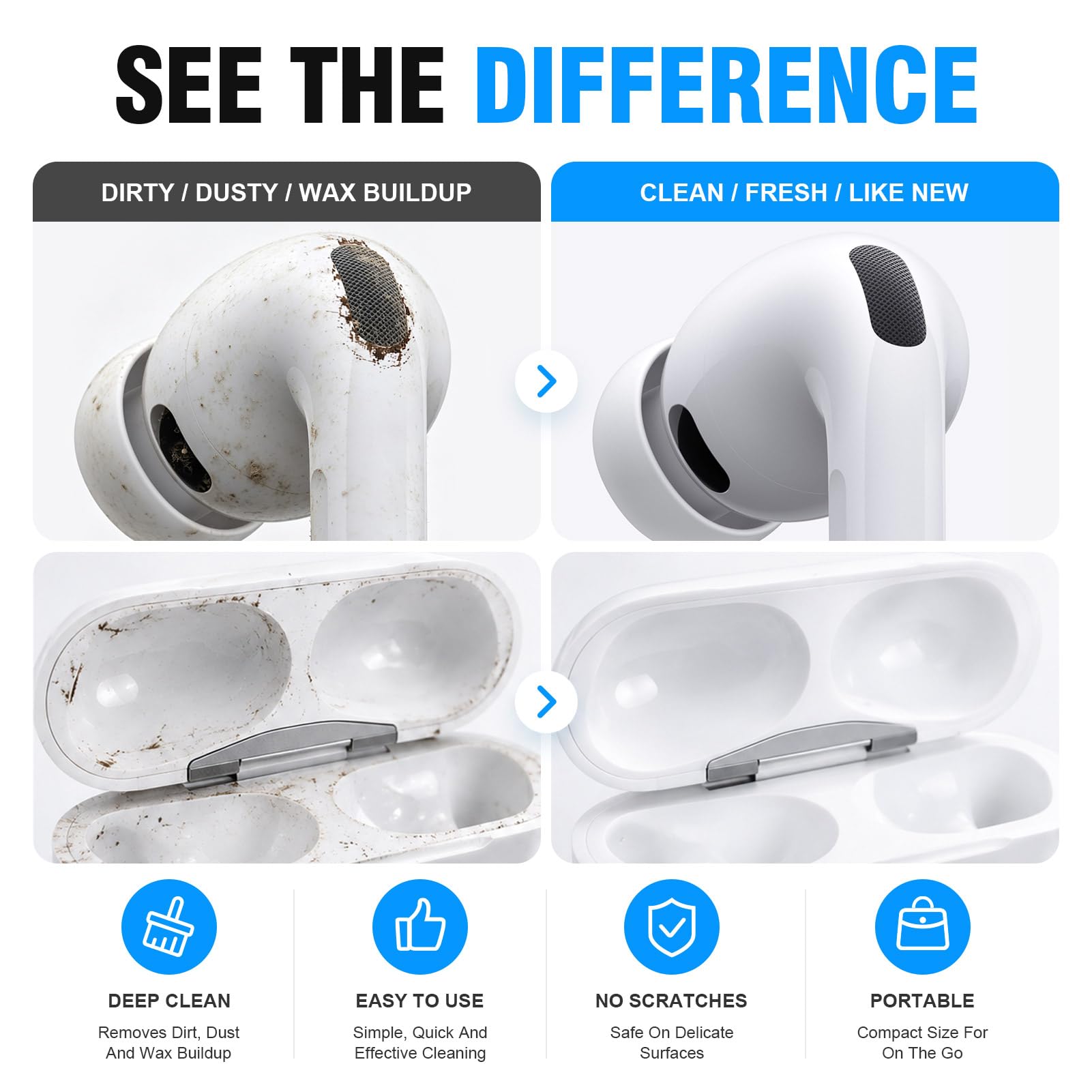 Hyashee Zestaw do czyszczenia Airpods Pro 1, 2, 3, wielofunkcyjny długopis czyszczący z miękką szczotką, flokowana gąbka do słuchawek Bluetooth, narzędzia do czyszczenia, lawendowy fioletowy