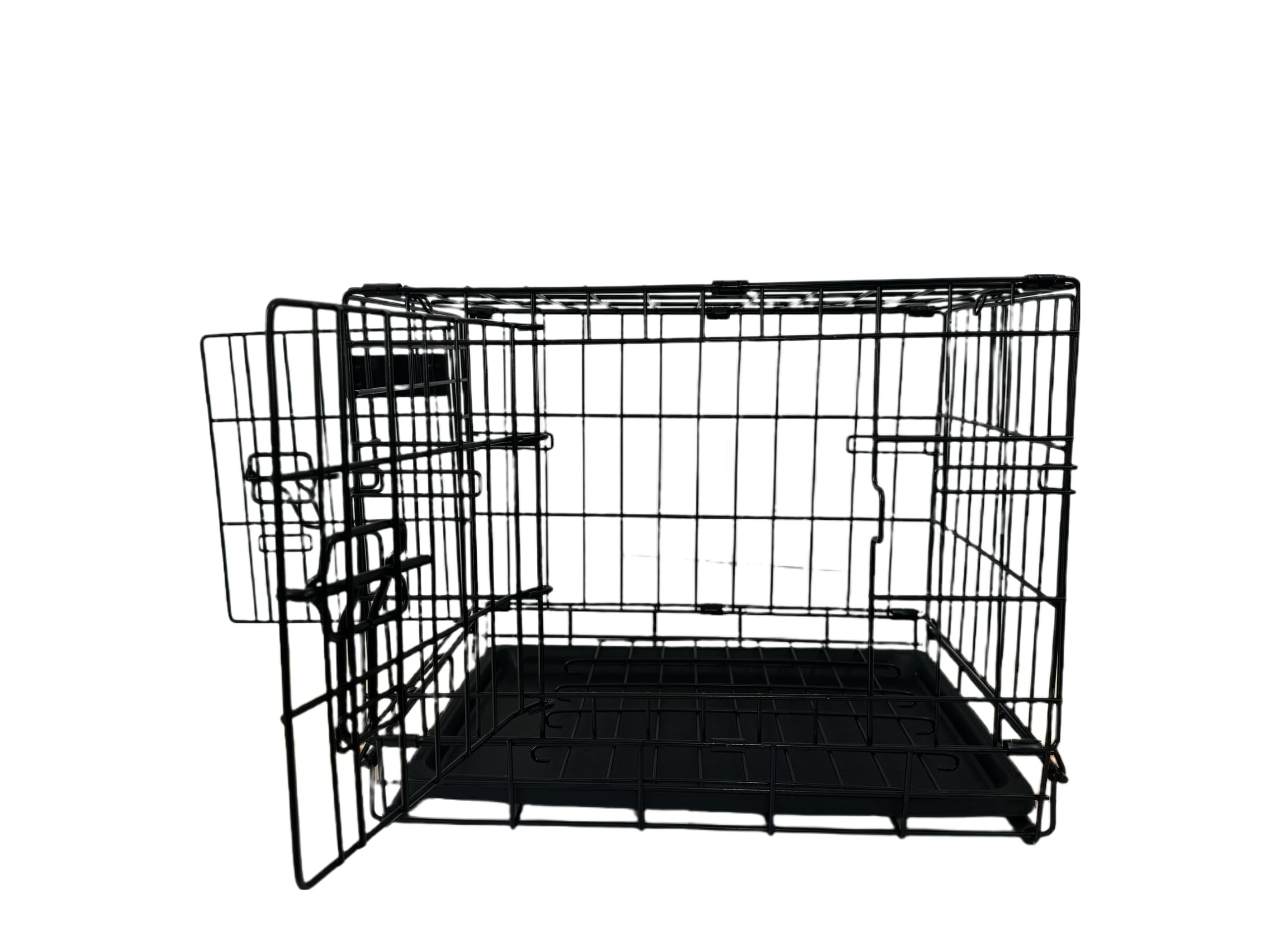 Cage de transport en fil métallique pour chien avec plateau inférieur en plastique (XXS) - Noir