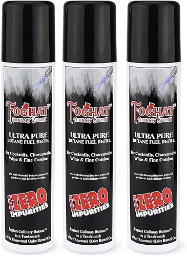 Foghat - Recambio de combustible de butano culinario (paquete de 3 x 2.3 onzas líquidas), recipiente de recambio de butano para encendedor de