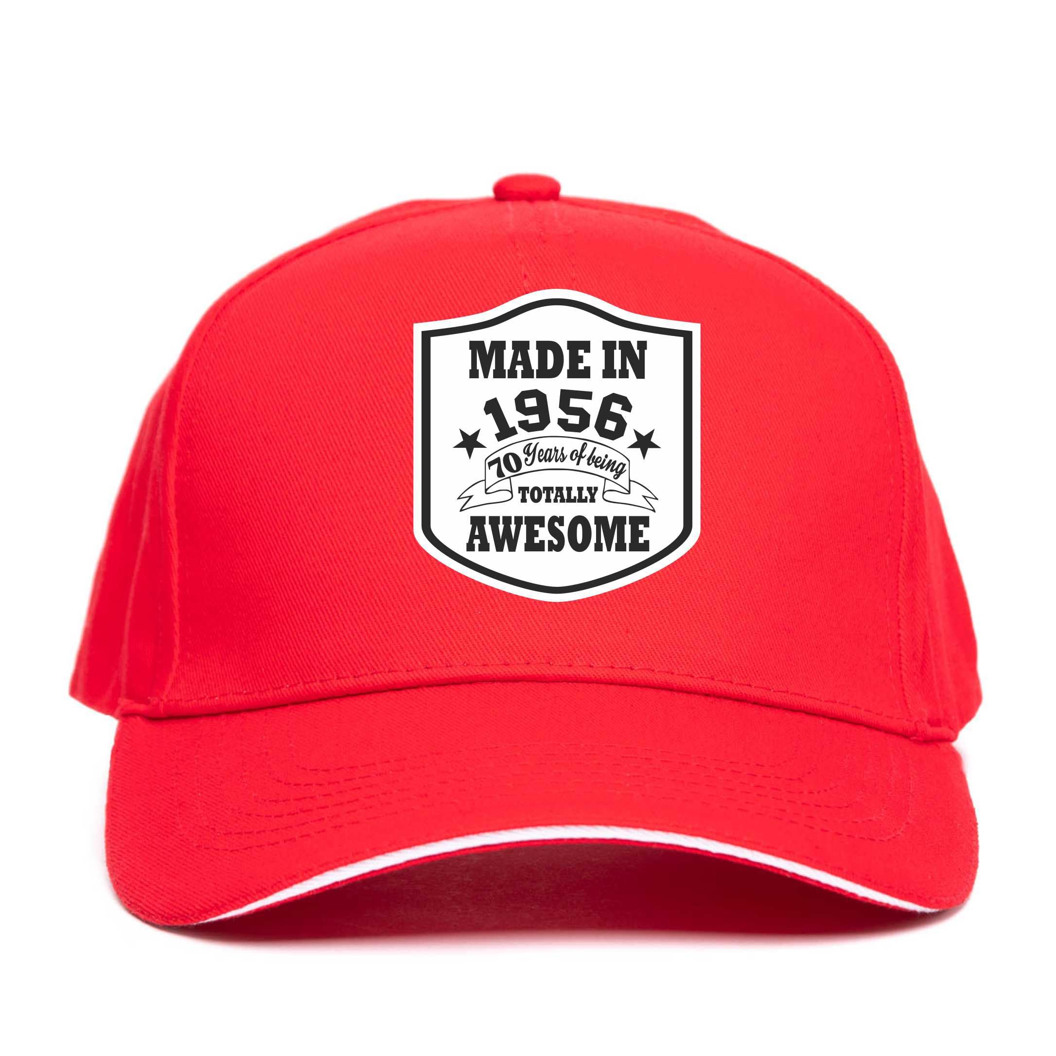 Print4U Made in 1956 70th Birthday Baseball Cap 70 Year Old Gift Men & Ladies Red