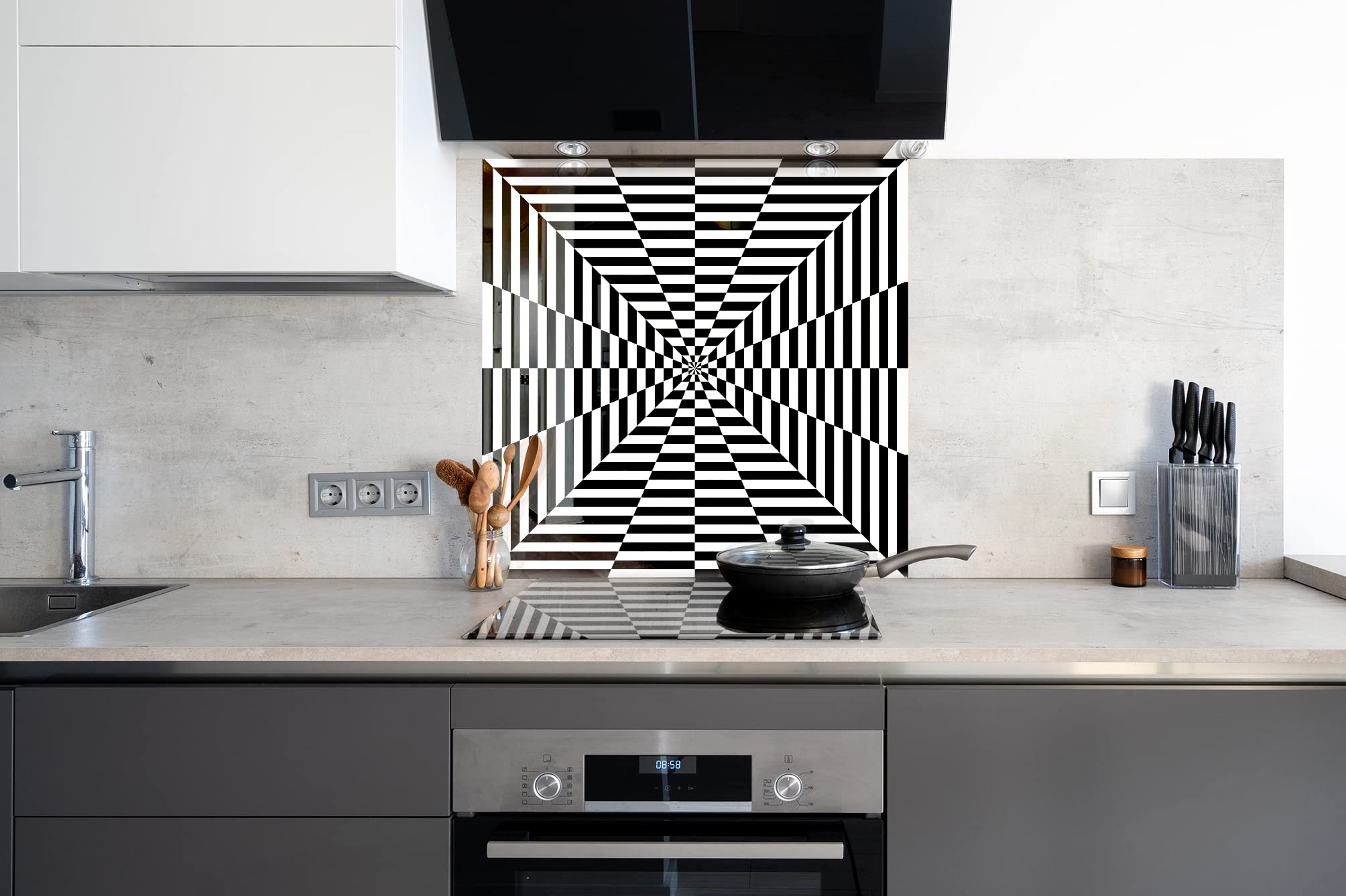 Paraschizzi Cucina In Vetro Temperato 50x70 Cm - Stampa Enjoy Pizza, Resistente Al Calore, Facile Da Pulire, Montaggio A Silicone