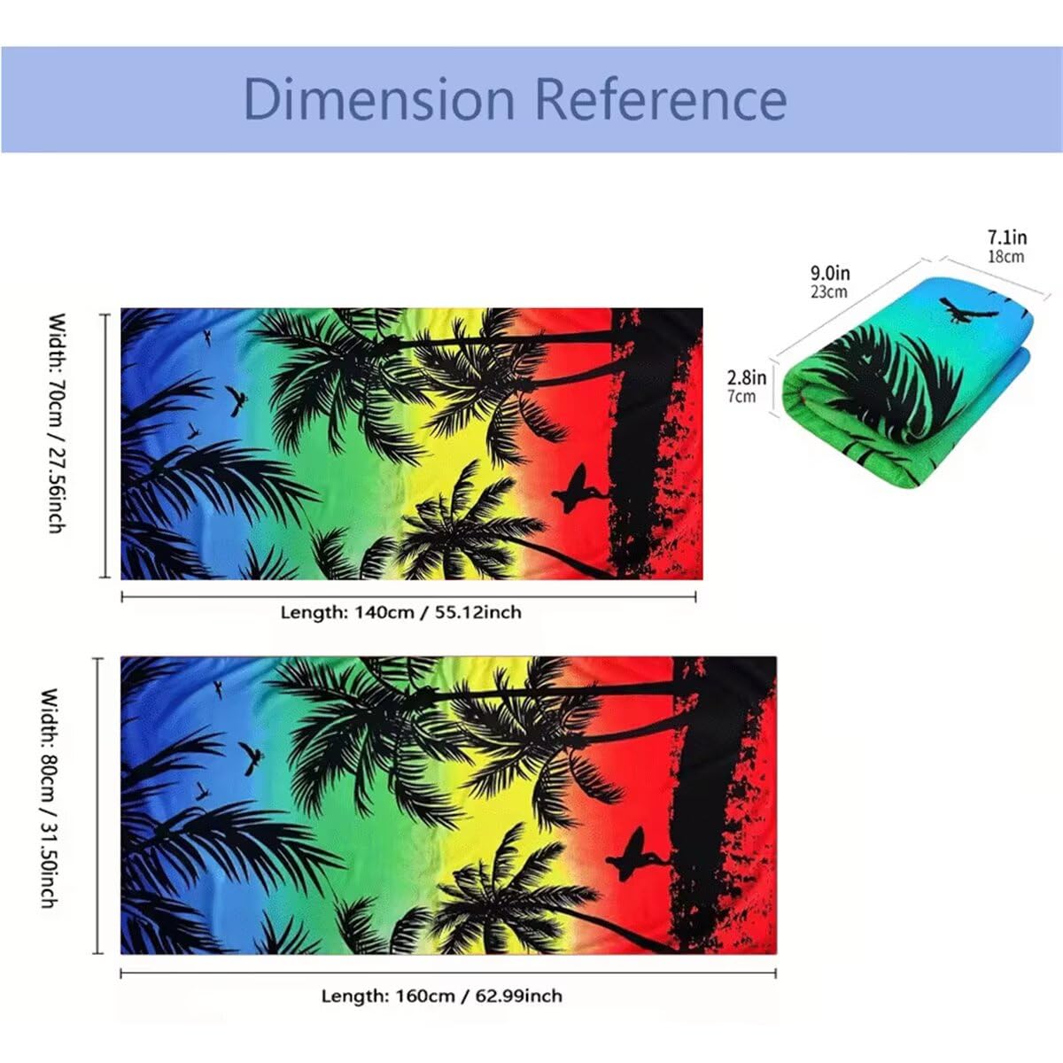 Mikrofaser Strandtuch xxl Grüne Blätter der Palme 90x200cm Schnelltrocknend & Sandfreie, Dünn Strandlaken Groß Leicht Beach Towel für Damen Herren, ideal für trandausflüge Schwimmen Reisen Bs11904