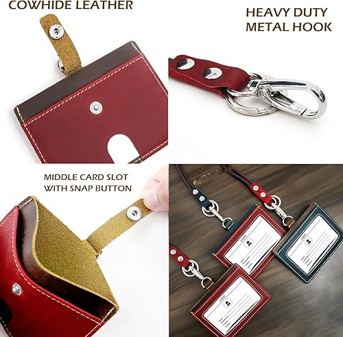 Vista 41 de Boshiho. Funda vertical, de piel, para tarjeta de identificación con cordón resistente., Bolso