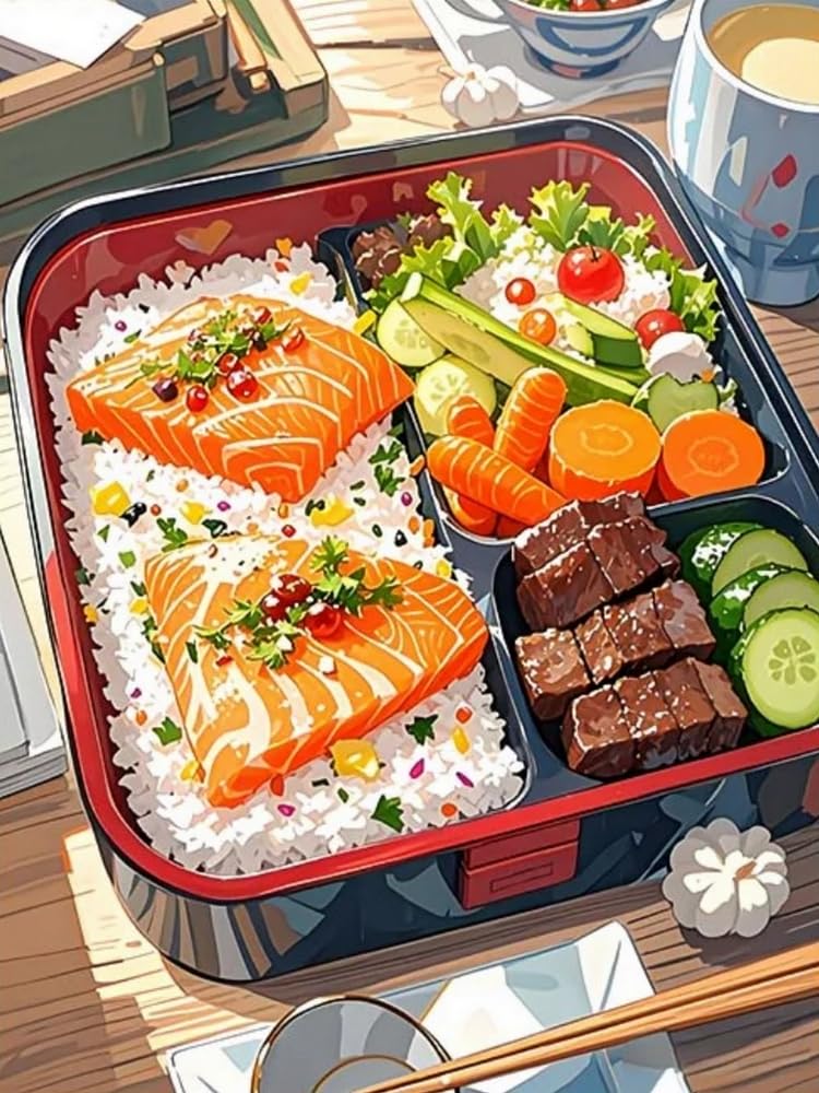 Weiniuniu Cross Stitch Kits Delicious Boxed Meals 11CT Adults Beginners Pattern Pre-Printed Fabric DIY Stamped Embroidery Kit Wall Art Decor-40X50 cm
