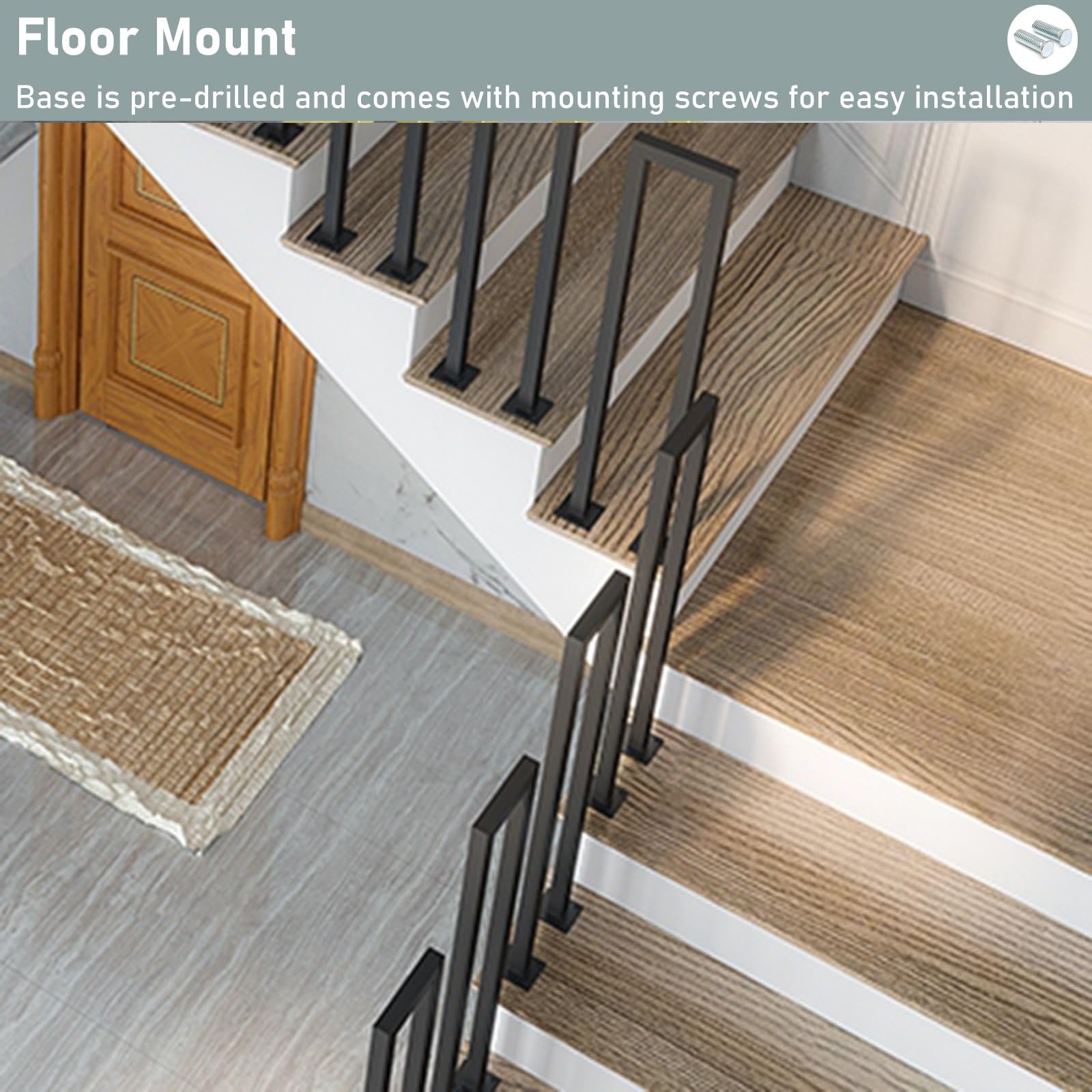 Balustres en Fer Noir en Forme de U, Style Industriel, pour Rampe d'escalier et Garde-Corps, Lot de 2, 70 cm (27,5 Pouces), idéal pour Porche, terrasse, intérieur et extérieur.