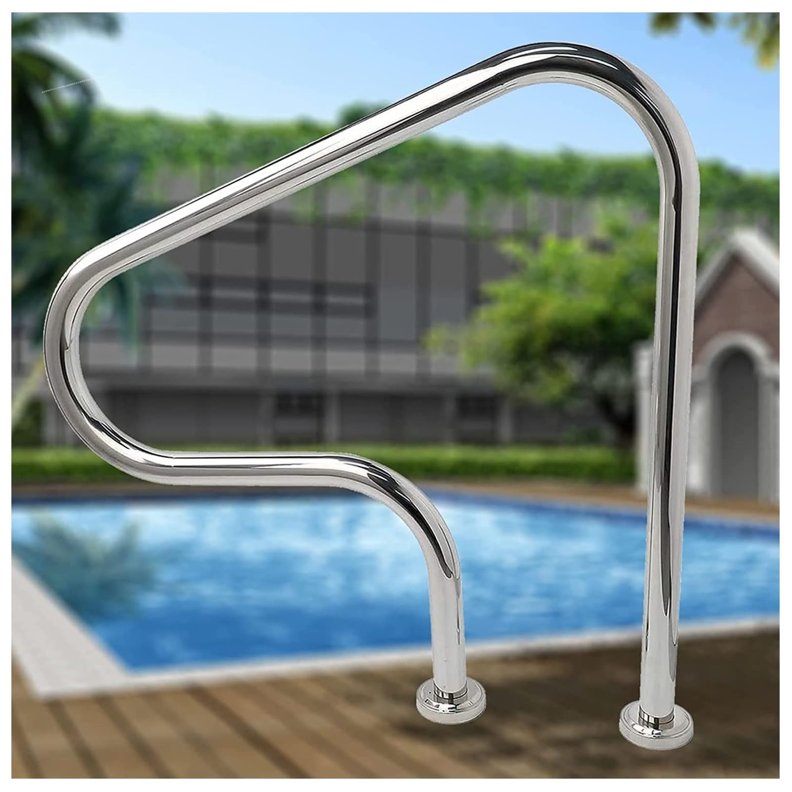 Pool Rail,Pool Railing,Swimming Pool Stair Rail,304 Stainless Steel Pool Handrail,with Quick Mount Base,250 LBS Load Capacity,for Indoor Outdoor Pool Water Park